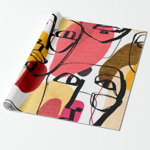 Portraits of a woman in modern abstract style. Han Wrapping Paper