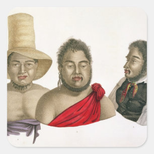Portraits of chiefs of the Sandwich Islands, from Square Sticker
