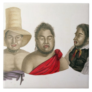 Portraits of chiefs of the Sandwich Islands, from Tile