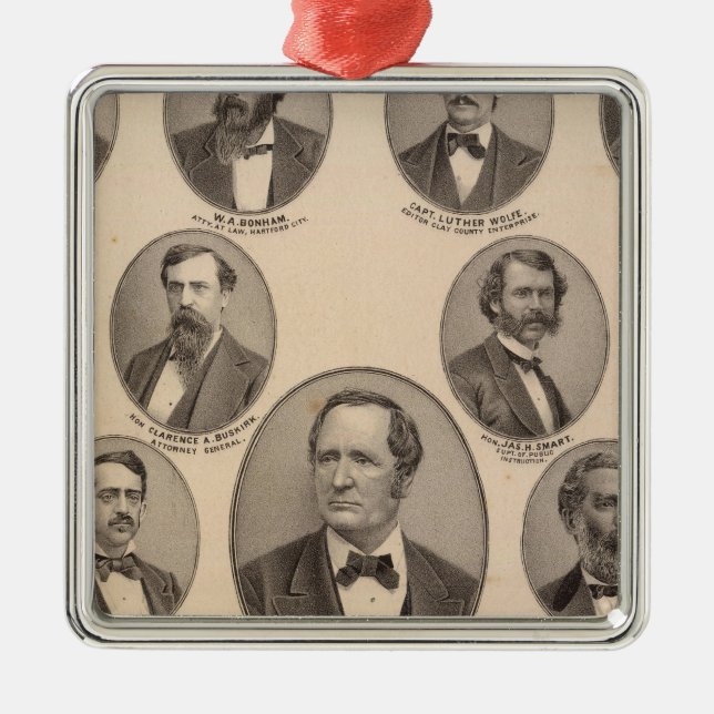 Portraits of Hon Thomas A Hendricks Metal Tree Decoration (Front)