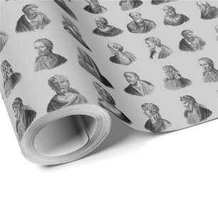 Portraits Pattern of Ancient Philosophers Wrapping Paper