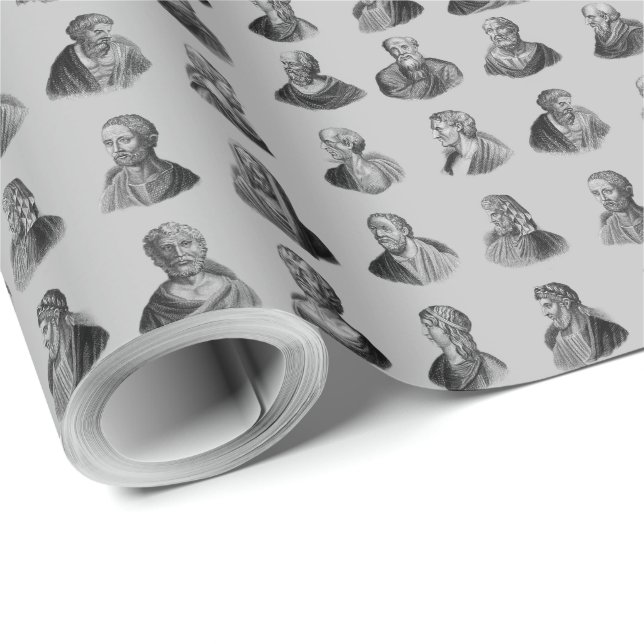 Portraits Pattern of Ancient Philosophers Wrapping Paper (Roll Corner)
