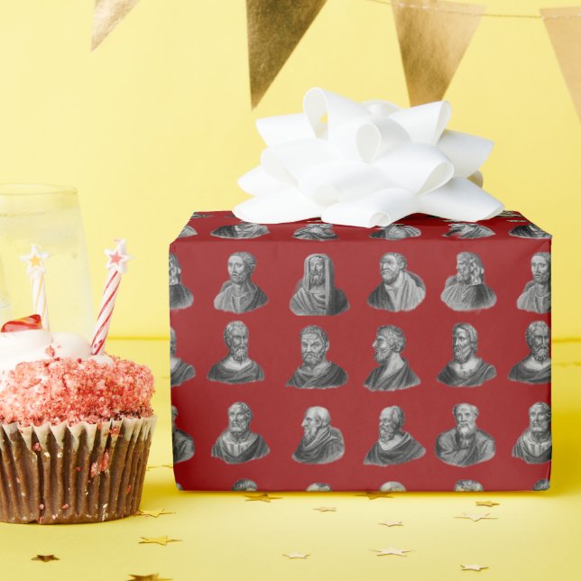 Portraits Pattern of Ancient Philosophers Wrapping Paper (Birthday Party)