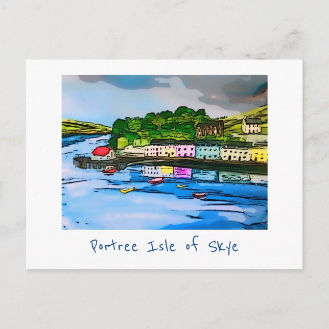 Portree Isle of Skye Scotland painting  Postcard (Front)