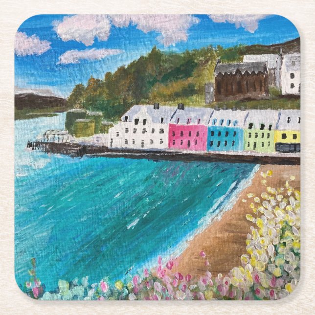 Portree Isle of Skye Scotland   Square Paper Coaster (Front)