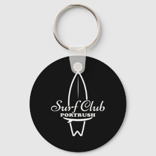 Portrush, Surf Club Retro Surfboard Graphic Key Ring