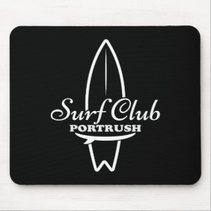 Portrush, Surf Club Retro Surfboard Graphic Mouse Pad