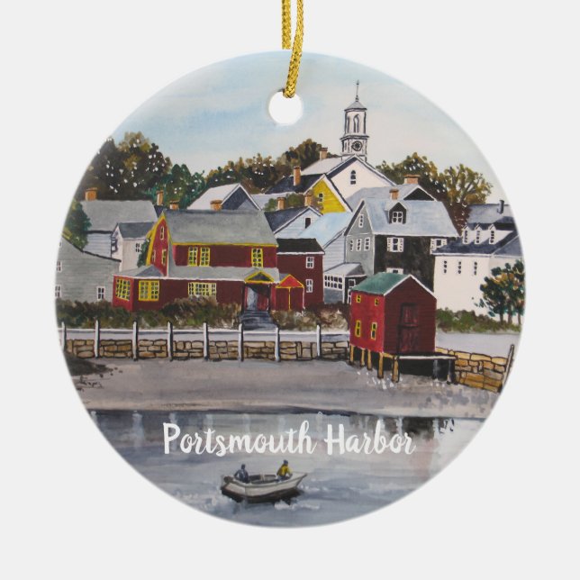 Portsmouth Harbour, New Hampshire Ceramic Tree Decoration (Front)