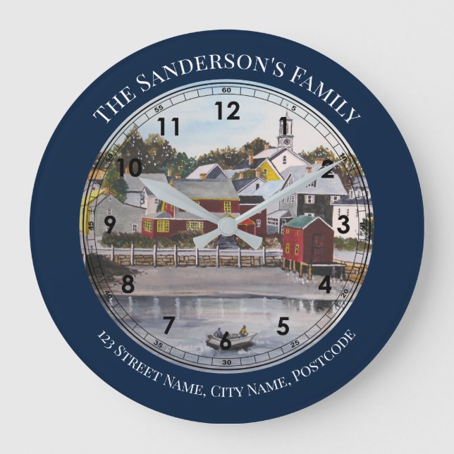 Portsmouth Harbour New Hampshire Painting Large Clock (Front)