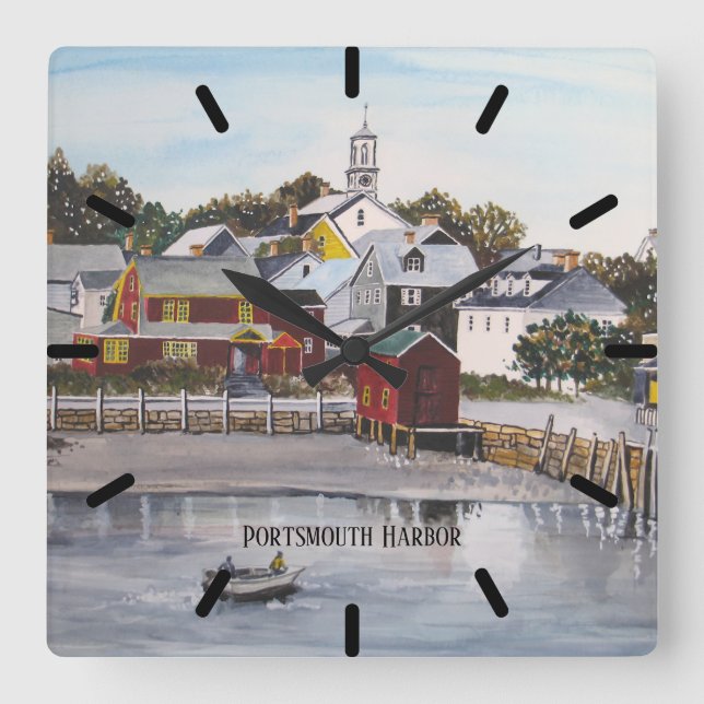 Portsmouth Harbour, New Hampshire Square Wall Clock (Front)
