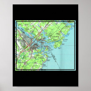 Portsmouth Harbour NH Nautical Map 1985 Poster