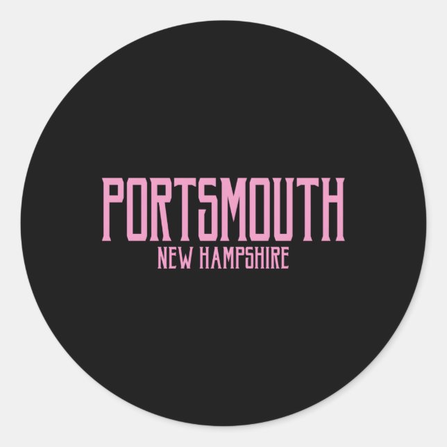 Portsmouth New Hampshire Nh Text K Print Classic Round Sticker (Front)