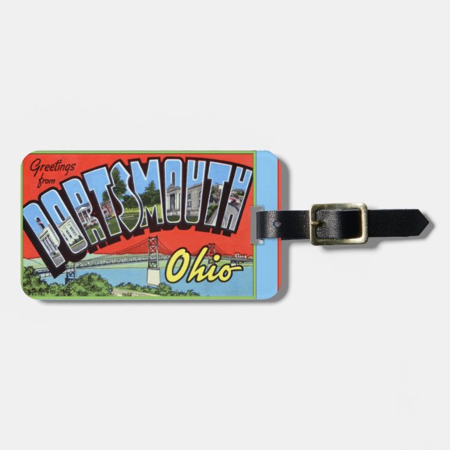 Portsmouth Ohio Large Letter Greetings Luggage Tag (Front Horizontal)