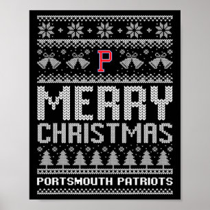 Portsmouth Patriots Logo Merry Christmas Ugly Swea Poster