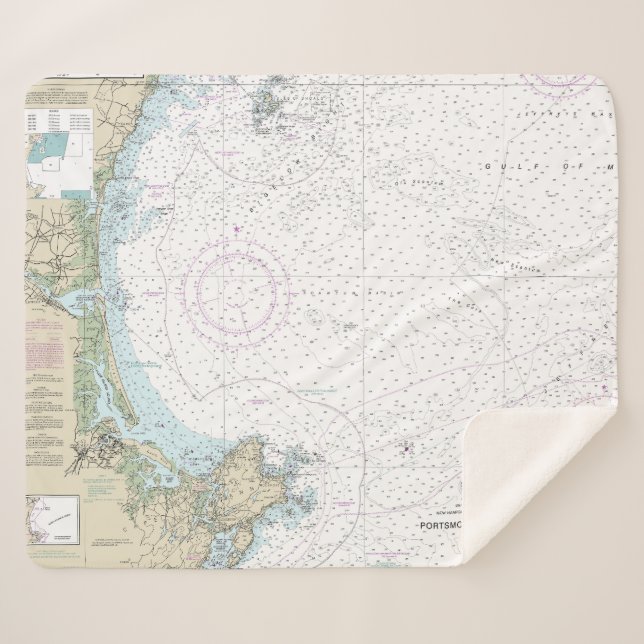 Portsmouth to Cape Ann Nautical Chart 13278 Sherpa Blanket (Front (Horizontal))