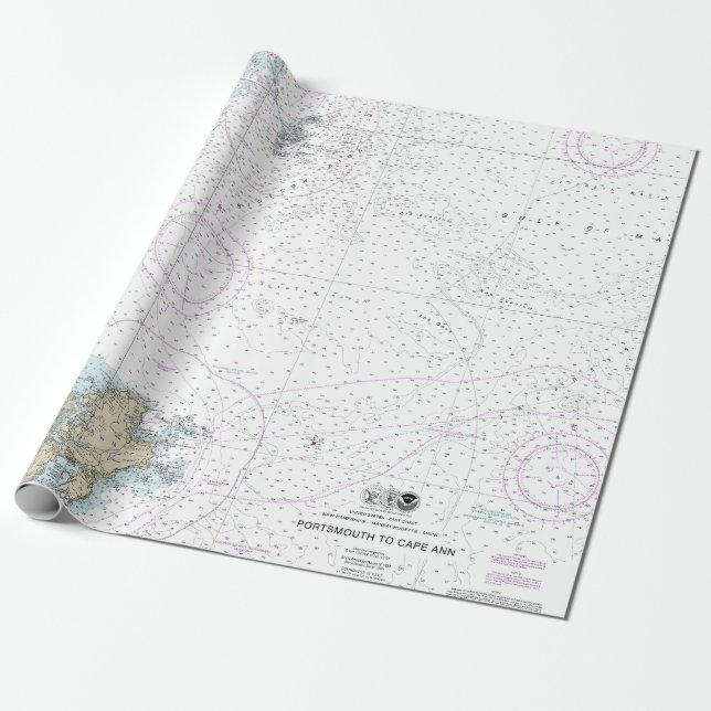 Portsmouth to Cape Ann Nautical Chart 13278 Wrapping Paper (Unrolled)