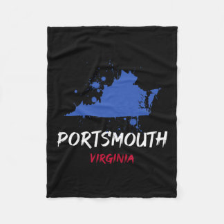 Portsmouth Virginia Va Paint Splatter Vacation Sou Fleece Blanket