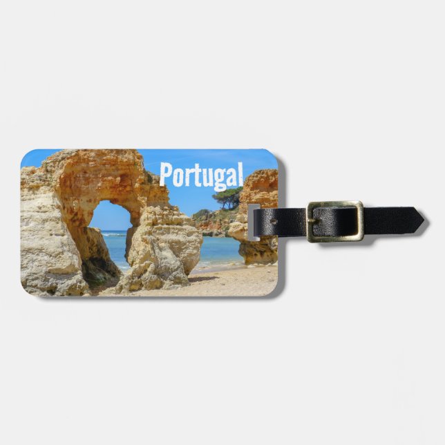 Portugal Algarve Beach and Rocks Luggage Tag (Front Horizontal)