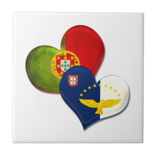 Portugal and Azores hearts Ceramic Tile