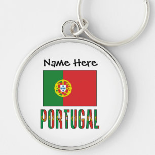 Portugal and Portuguese Flag with Your Name Key Ring