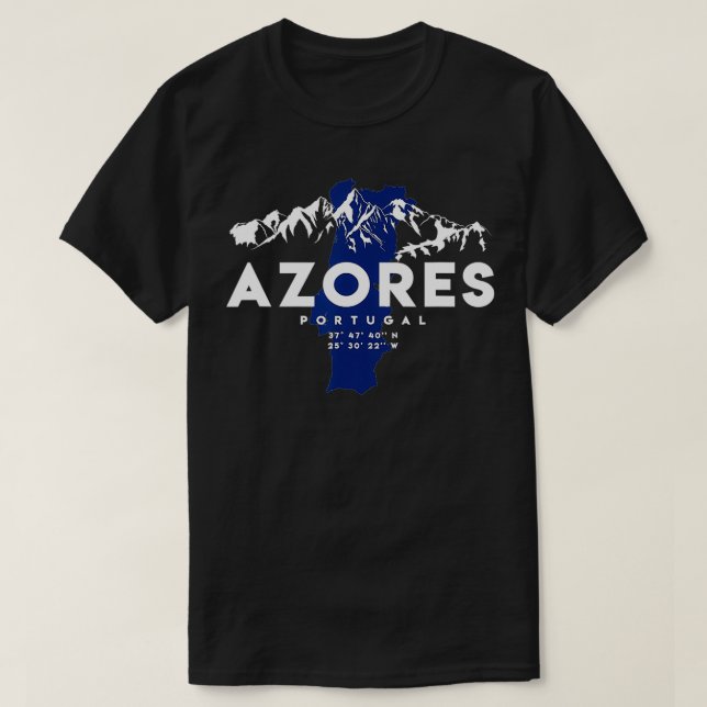 Portugal Azores Map Coordinate  T-Shirt (Design Front)