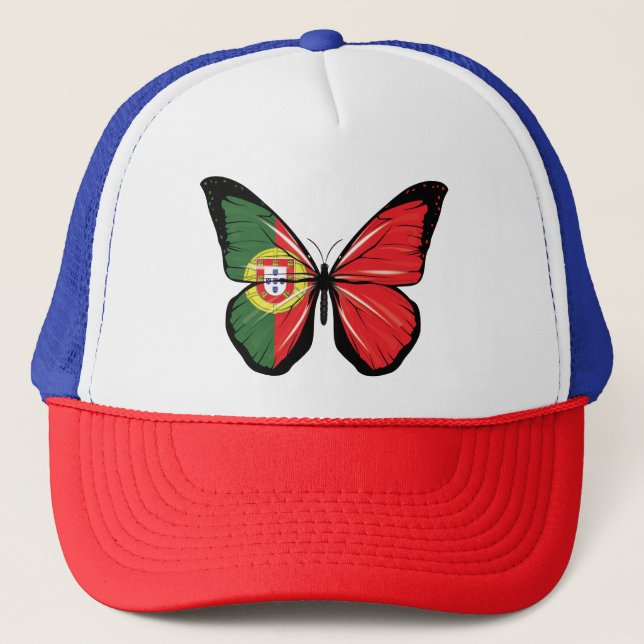 Portugal Butterfly Flag Trucker Hat (Front)
