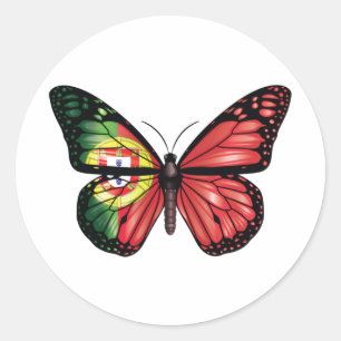 Portugal butterfly monarch flag classic round sticker