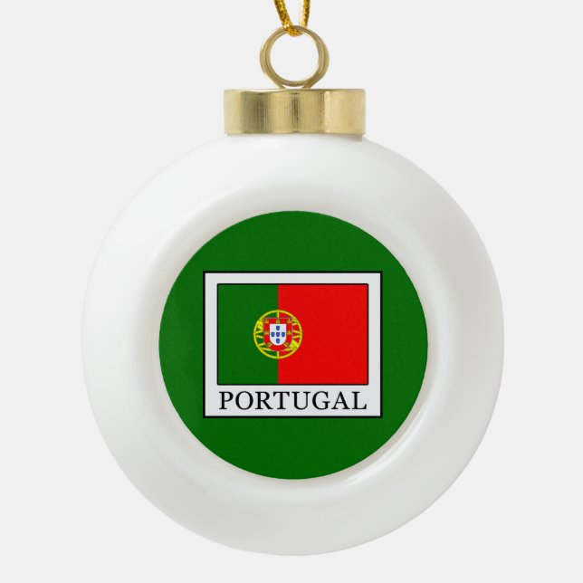 Portugal Ceramic Ball Christmas Ornament (Front)
