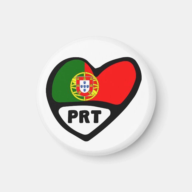 Portugal Country Code Flag Heart, PRT Magnet (Front)