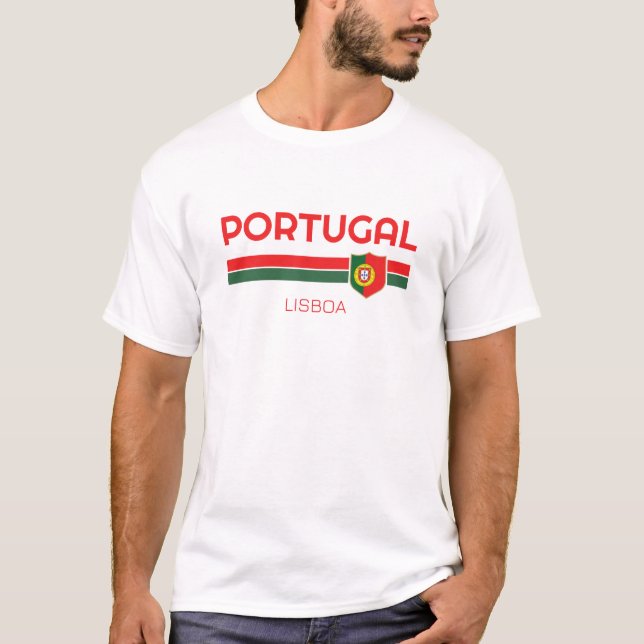 Portugal Custom City Patriotic Football Flag T-Shirt (Front)