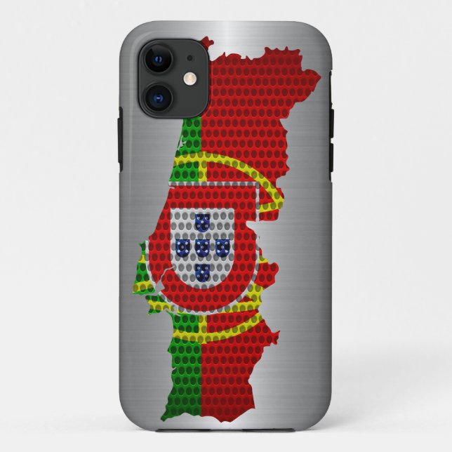 Portugal Flag and Map Steel Metal Hole Case-Mate iPhone Case (Back)