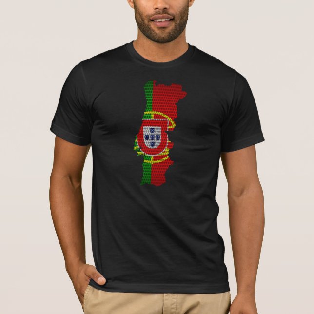 Portugal Flag and Map Steel Metal Hole T-Shirt (Front)