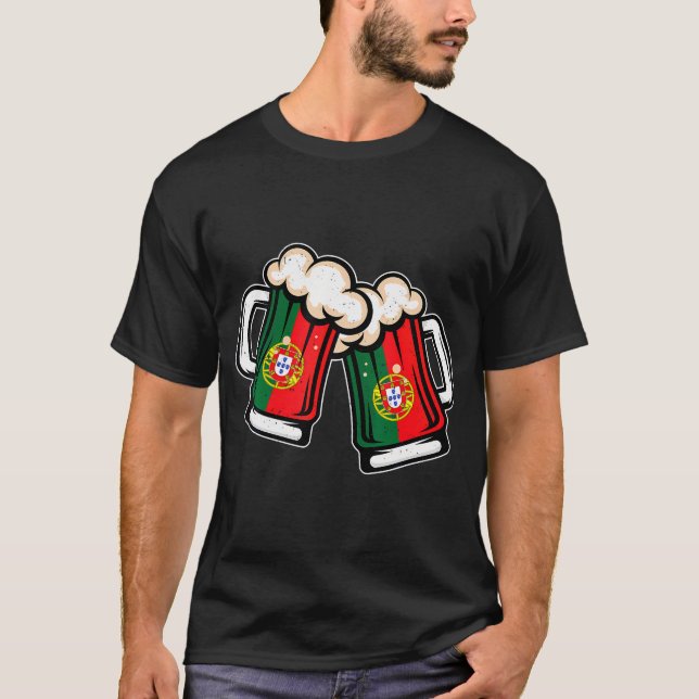 Portugal Flag Beer Mug - Cool Portuguese Beer  T-Shirt (Front)