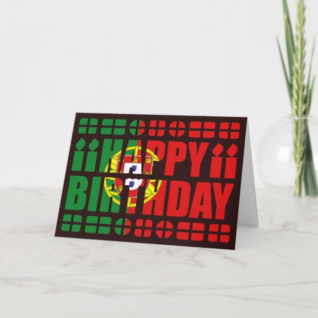 Portugal Flag Birthday Card (Front)