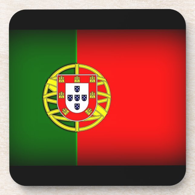 Portugal Flag Black Edge Coaster (Front)
