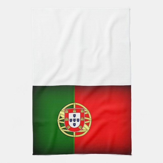 Portugal Flag Black Edge Tea Towel (Vertical)