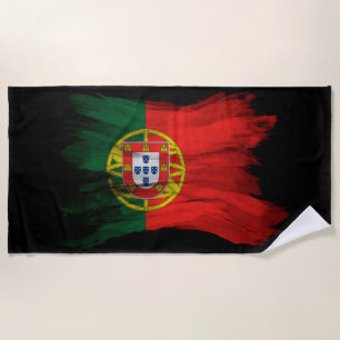 Portugal flag brush stroke, national flag beach towel