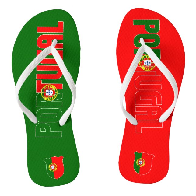 Portugal Flag Escutcheon Inscription Red Green Thongs (Footbed)