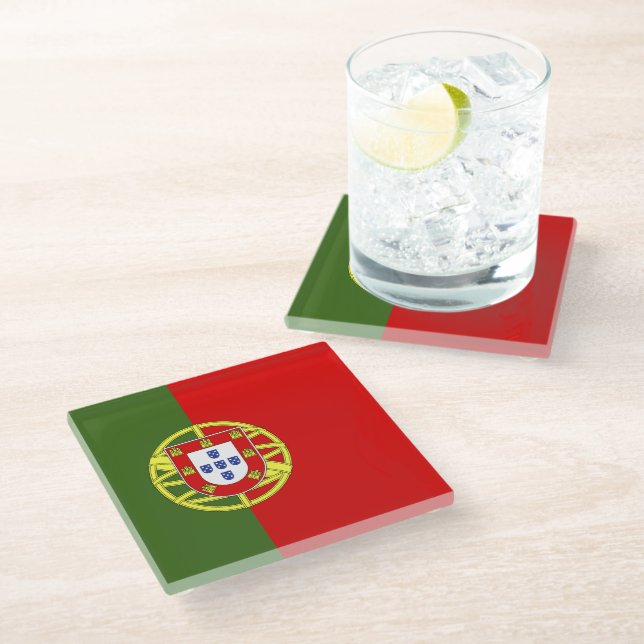 Portugal flag glass coaster (Angled)