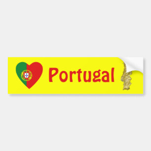 Portugal Flag Heart + Map Bumper Sticker