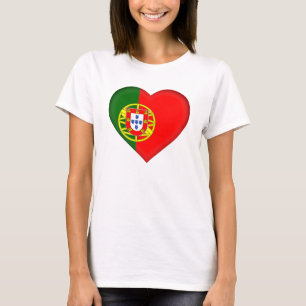 Portugal Flag Heart Shape T-Shirt