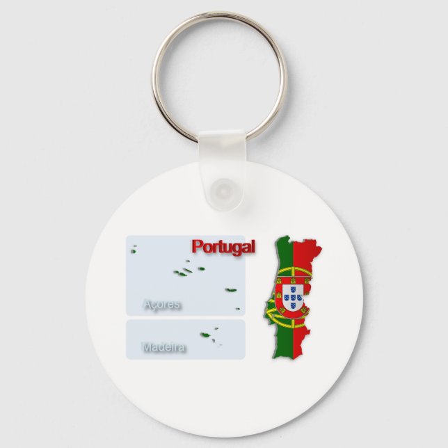 Portugal Flag Map_2 Key Ring (Front)