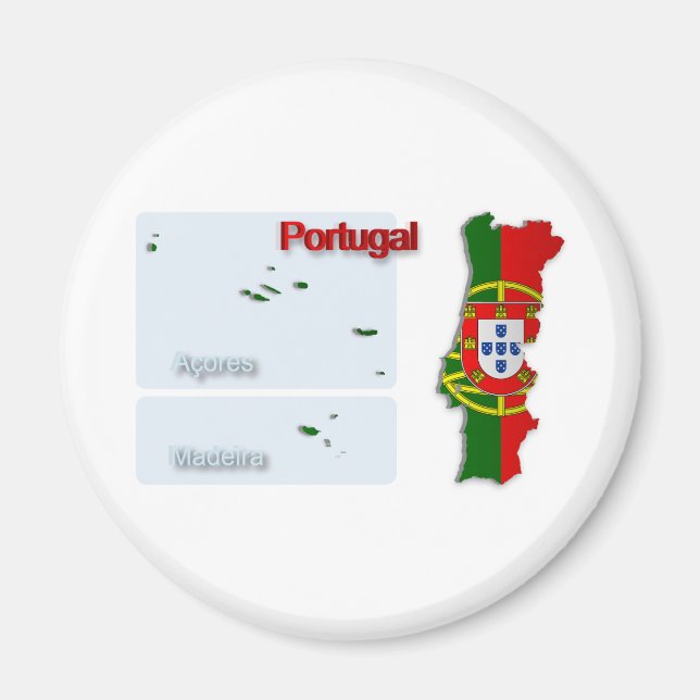 Portugal Flag Map_2 Magnet (Front)