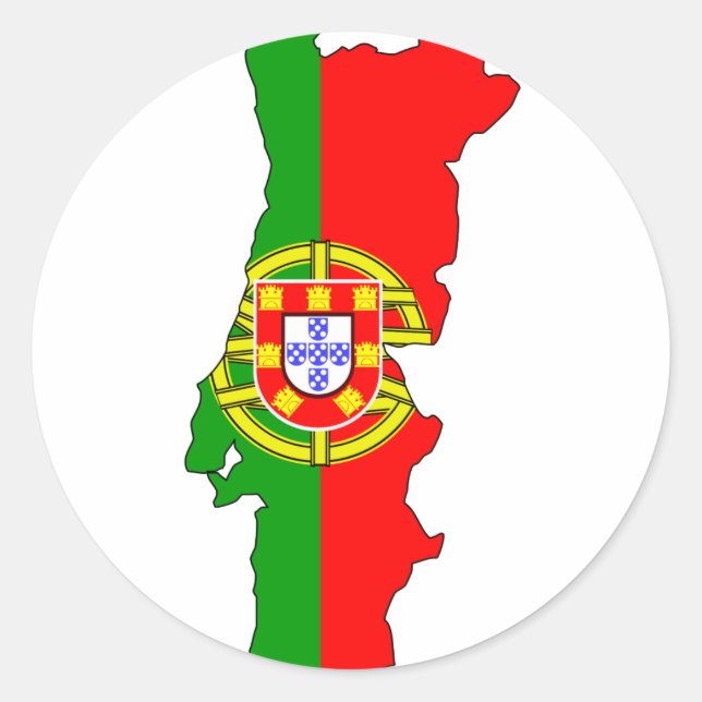 Portugal flag map classic round sticker (Front)