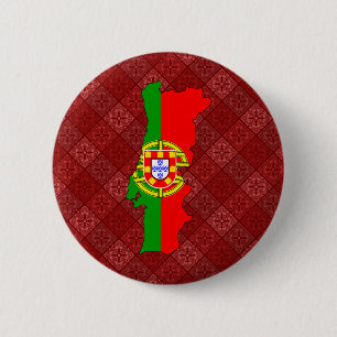 Portugal Flag Map full size 6 Cm Round Badge