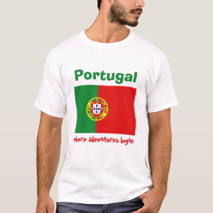 Portugal Flag + Map + Text T-Shirt