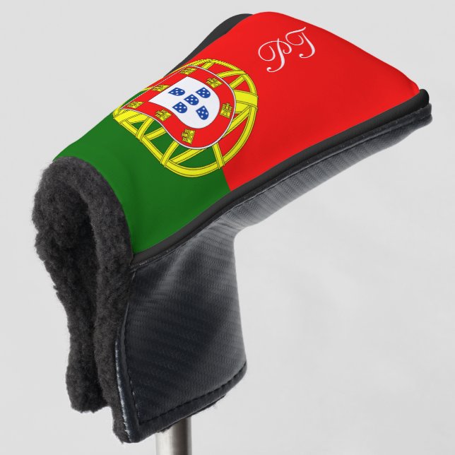 Portugal flag monogrammed golf head putter cover (3/4 Front)