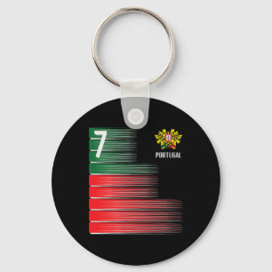 Portugal Flag Number 7 Soccer Fan Men Women Kids B Key Ring