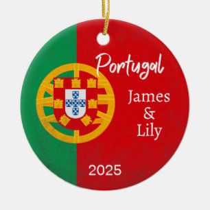 Portugal Flag Ornament, Personalised Portugal Ceramic Ornament