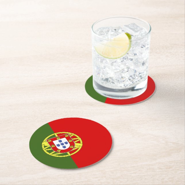 Portugal flag round paper coaster (Insitu)